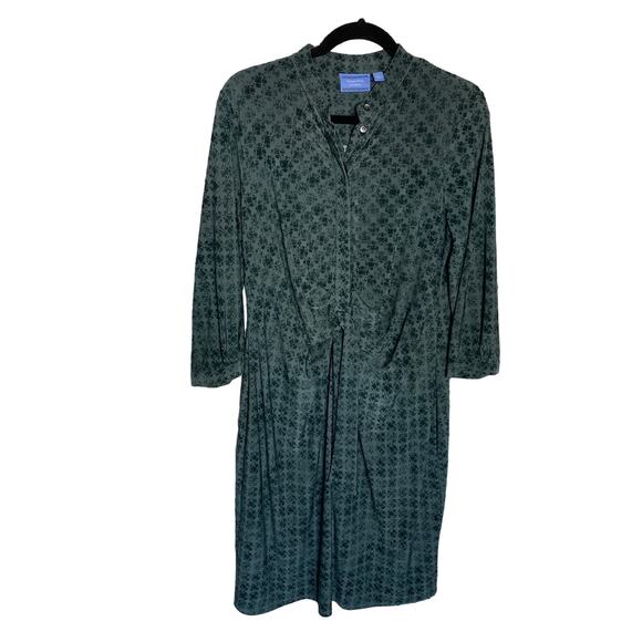 Simply Vera Vera Wang Teal Blouson Smocked Long Sleeve Dress Women's Size Large - Picture 9 of 10